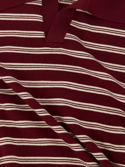 Coor Open-collar Stripe T-shirt In Red