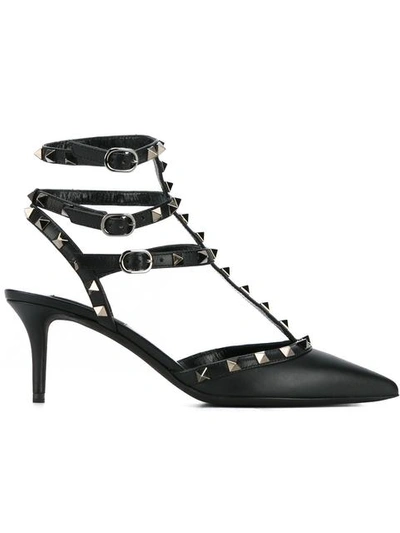 Valentino Garavani Rockstud Leather Sling Sandals In Black