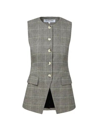 Veronica Beard Lois Check Button Jacket In Gray