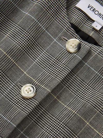 Veronica Beard Lois Check Button Jacket In Gray