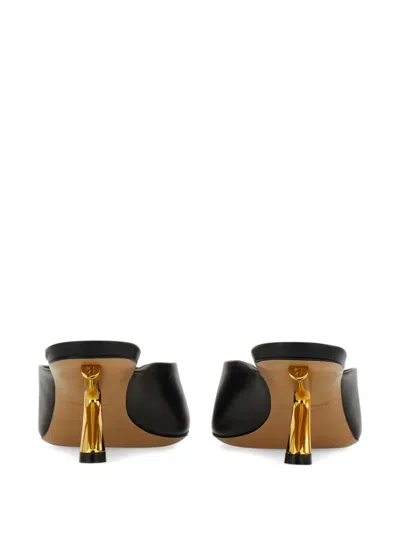 Ferragamo S-shaped Open Toe Sandals In Black