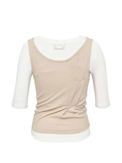 Hache Folded Layered T-shirt In Pink