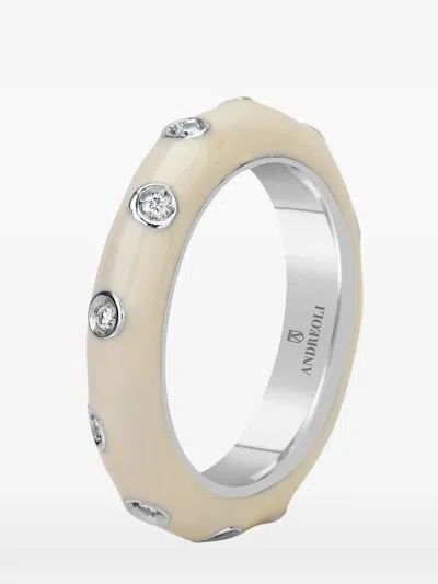 Andreoli Diamond White Band Ring In Silver