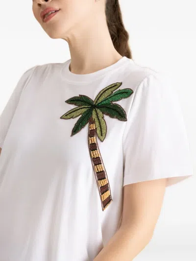 Maison Common Palm Tree Embroidered T-shirt In White