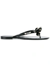 Valentino Heel Sandals With Bow Accent And Studded Embellishments In Black