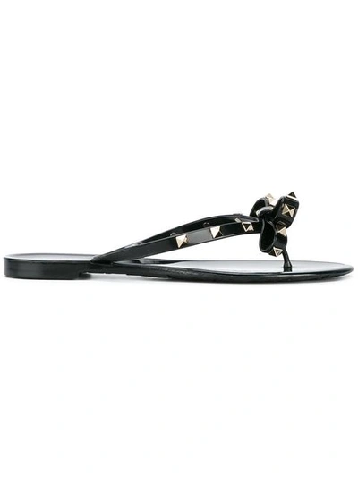 Shop Valentino Garavani Rockstud Toe Post Flip-flops In Black