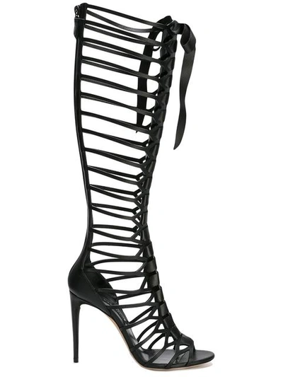 Casadei Strappy Knee-length Sandals In Black