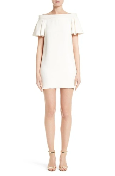 Brandon Maxwell Ruffle Sleeve Piped Off The Shoulder Minidress In Ivory
