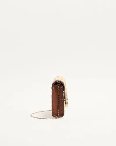 Valentino Garavani Mini Rockstud Raffia Crochet Shoulder Bag In Brown