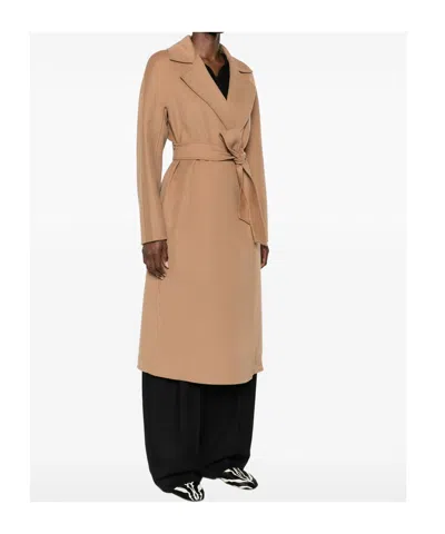 Max Mara Long-sleeved Coat In Brown