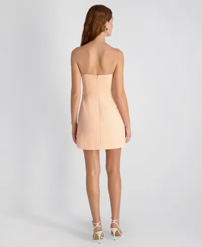 French Connection Whisper Strapless Slit Mini Dress In Neutral