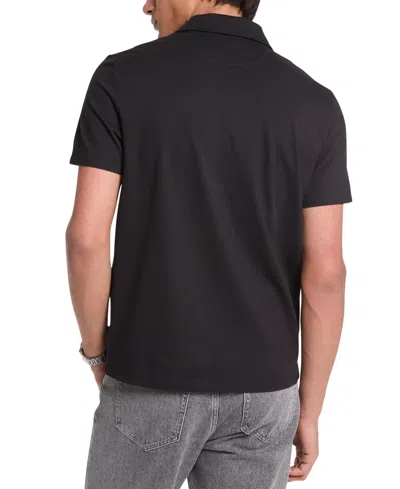 Michael Kors Sleek Pique Zip Polo Shirt In Black