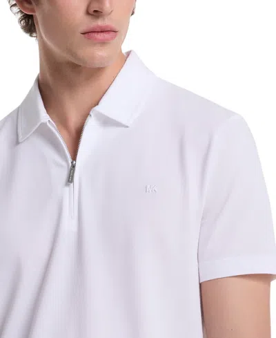 Michael Kors Greenwich Signature Logo Print Cotton Polo Shirt In White