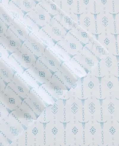 Wrangler Steer Head Stripe Microfiber Sheet Set In Blue