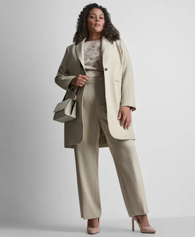 Dkny Plus Size Notch Collar Buttoned Jacket In Neutral