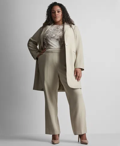 Dkny Plus Size Notch Collar Buttoned Jacket In Neutral