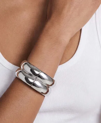 Ettika Set Of 2 Stackable Hinged Bangle Bracelets In Metallic