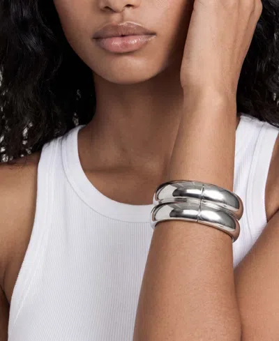 Ettika Set Of 2 Stackable Hinged Bangle Bracelets In Metallic