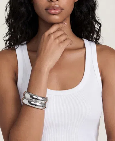 Ettika Set Of 2 Stackable Hinged Bangle Bracelets In Metallic