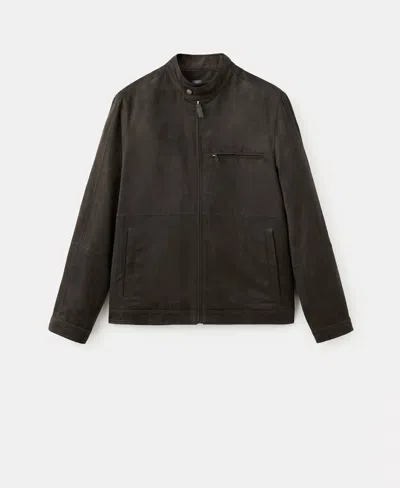 Mango Suede-effect Biker Jacket Brown In Brown