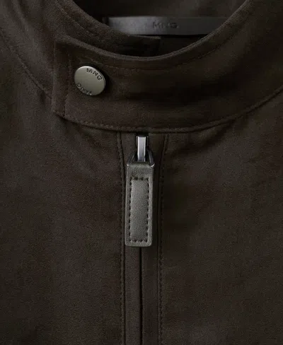 Mango Suede-effect Biker Jacket Brown In Brown