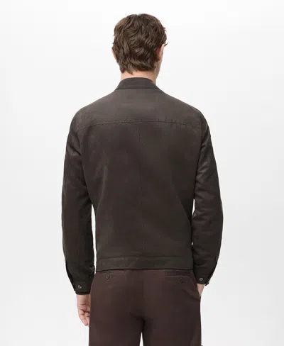 Mango Suede-effect Biker Jacket Brown In Brown