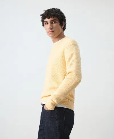 Mango Men's Medium-knit Microstructure Sweater In Yellow