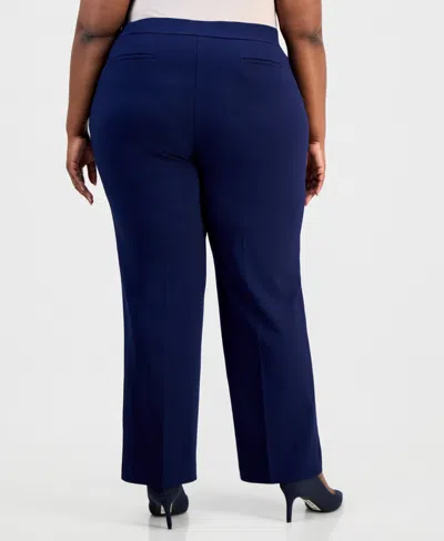 Anne Klein Essentials Plus Size Straight-leg Pull-on Pants In Gray