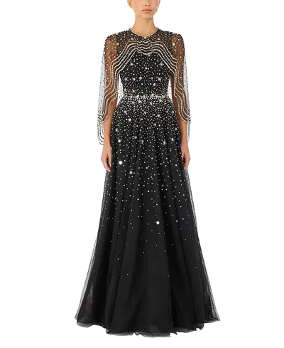 Jenny Packham Oliver Beaded-applique Maxi Dress In Black