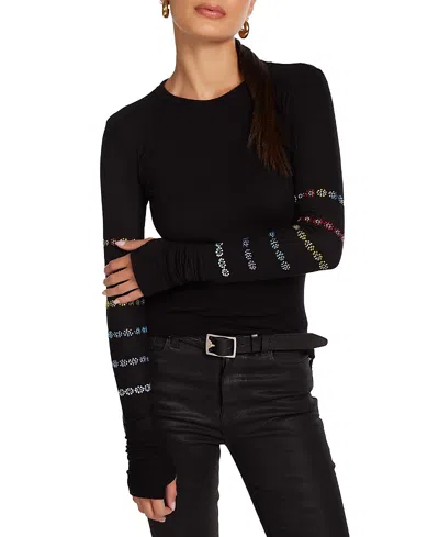 Lauren Moshi Mckinley Crystal Evil Eye Stripe Top In Multi