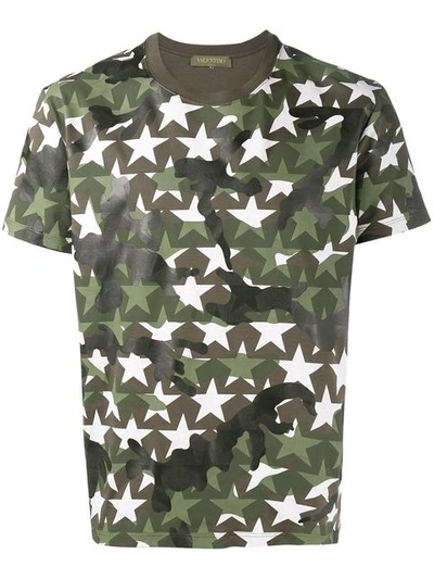 Valentino Cotton Camustar T-shirt With White Stars In Multi