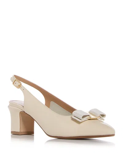 Ferragamo Women Mascarpone Vara Bow Slingback Pumps In Neutral
