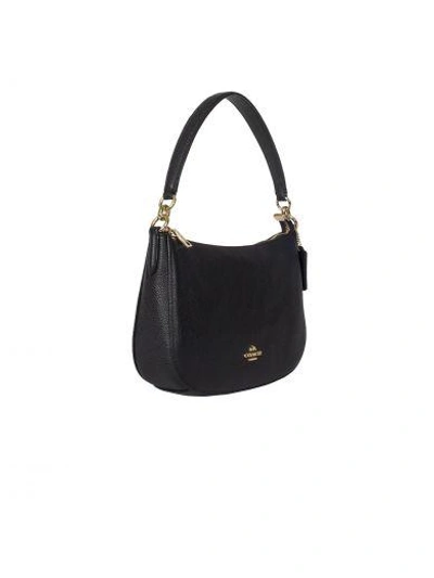 Shop Coach Leather Shoulder Bag In Black