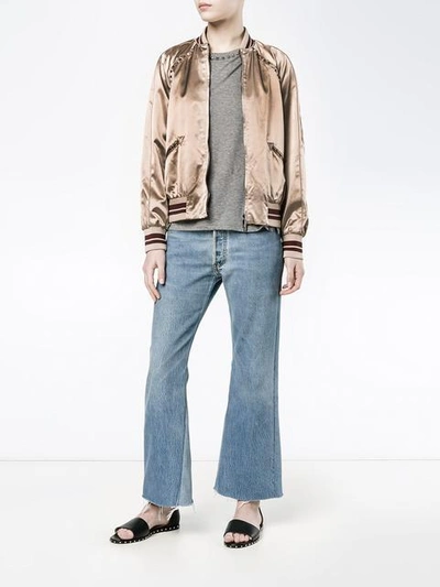 Shop Valentino Rockstud Bomber Jacket In Pink