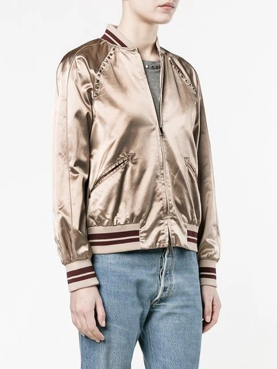 Shop Valentino Rockstud Bomber Jacket In Pink