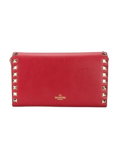 Shop Valentino Rockstud Chain Wallet In Red