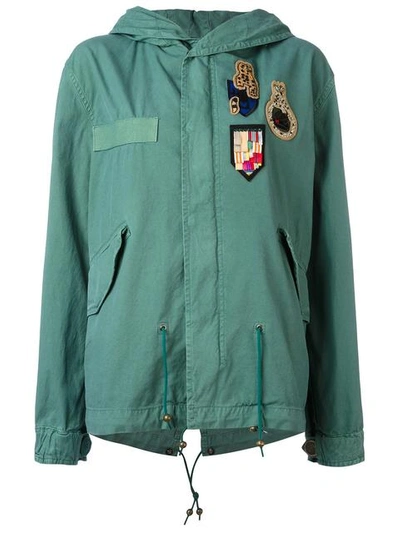 Mr & Mrs Italy Multipatched Short Parka In Green