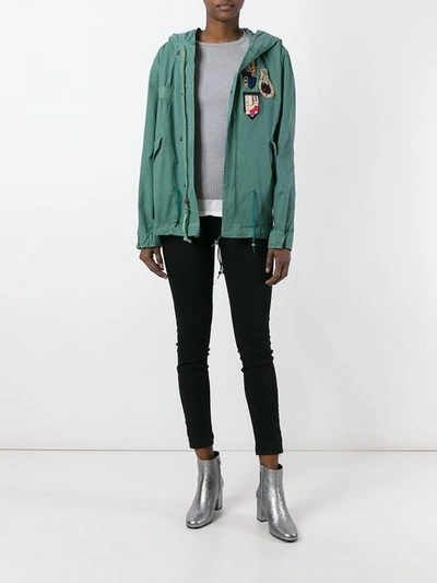 Shop Mr & Mrs Italy Multipatched Short Parka In Green