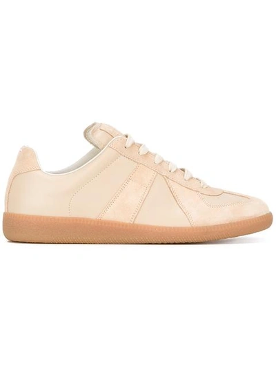Maison Margiela Replica Leather And Suede Sneakers In White-grey
