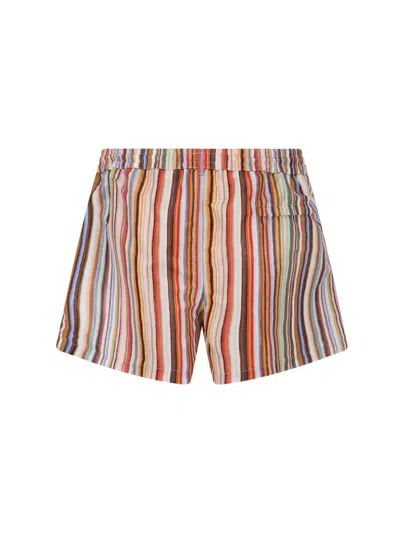 Paul Smith Straight-leg Mid-length Striped Recycled Swim Shorts In Multi