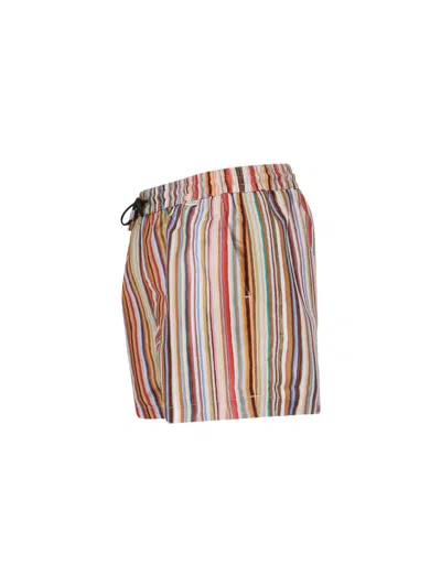 Paul Smith Straight-leg Mid-length Striped Recycled Swim Shorts In Multi