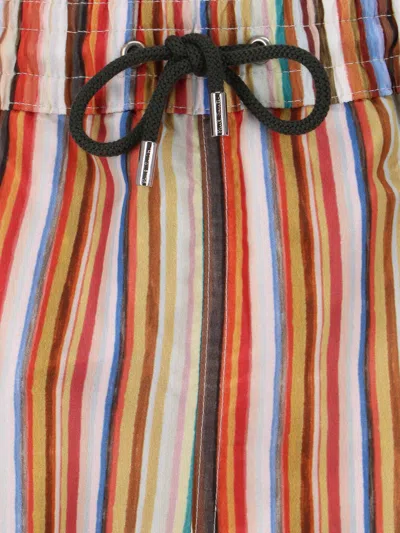 Paul Smith Straight-leg Mid-length Striped Recycled Swim Shorts In Multi