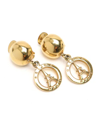 Celine Céline Eiffel Tower Dangling Clip-on Earrings In Pattern