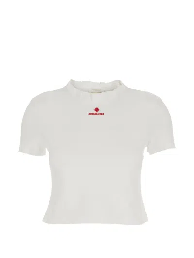 Shushu-tong Wave Collar T-shirt In White