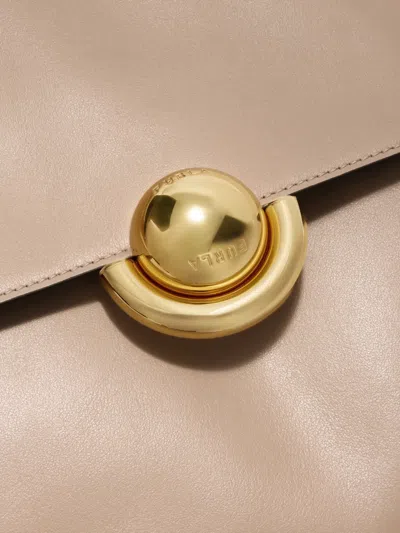 Furla Domus M Structured Neutral Leather Shoulder Bag In Neutral