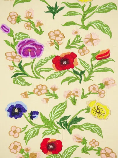 Les-ottomans Flower Embroidered Tablecloth In Multi