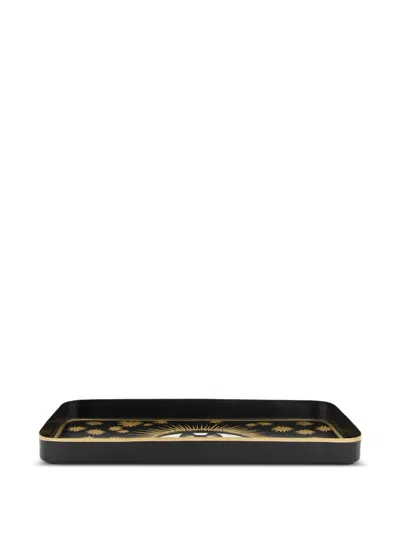 Les-ottomans Black Eye Rectangular Tray In Black