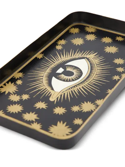 Les-ottomans Black Eye Rectangular Tray In Black
