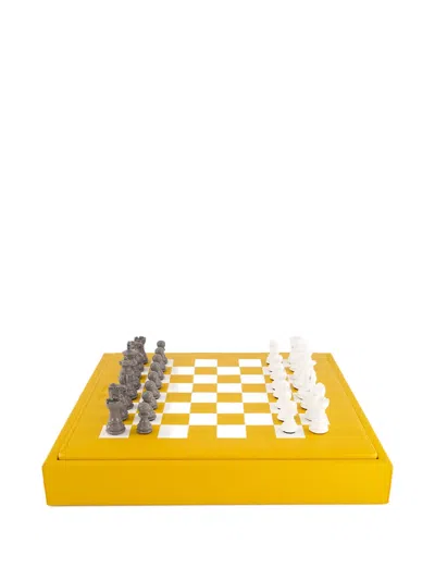 Hector Saxe Checkered Leather Chess Set In Multi