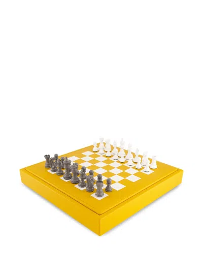 Hector Saxe Checkered Leather Chess Set In Multi